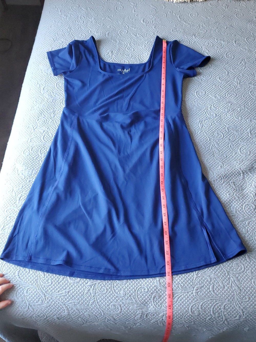 Isabel Maternity Royal Blue Square-Neck Athletic Dress - Picture 4 of 5